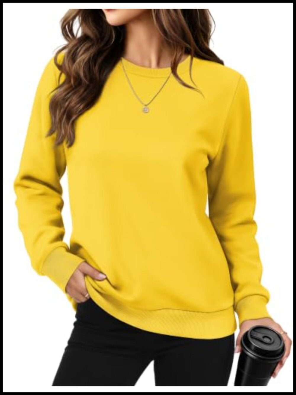Fleece Lined Crewneck Long Sleeve Pullover Sweatshirt Warm Casual